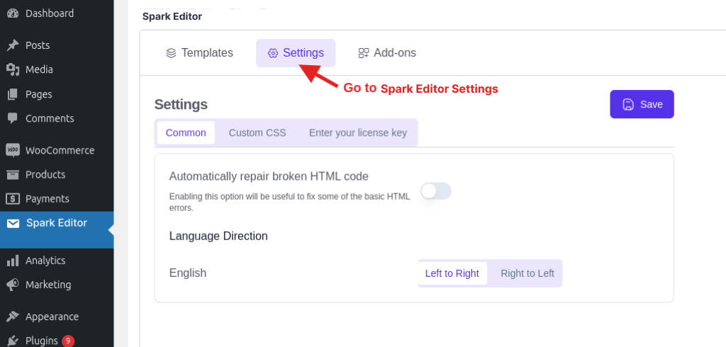 Click-Spark Editor-Settings