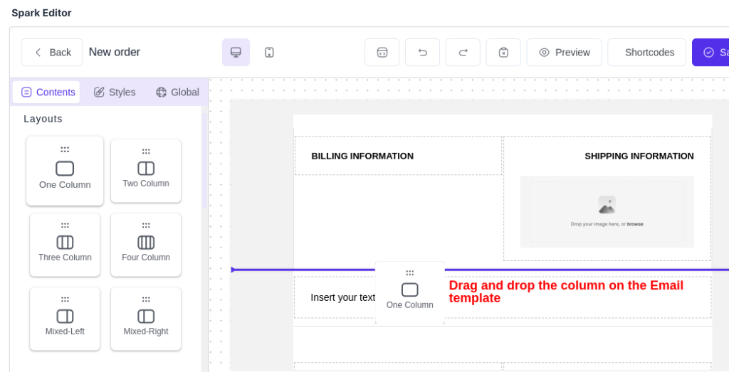 Drag-and-drop-email-templates-on-WooCommerce-using-Spark-Editor