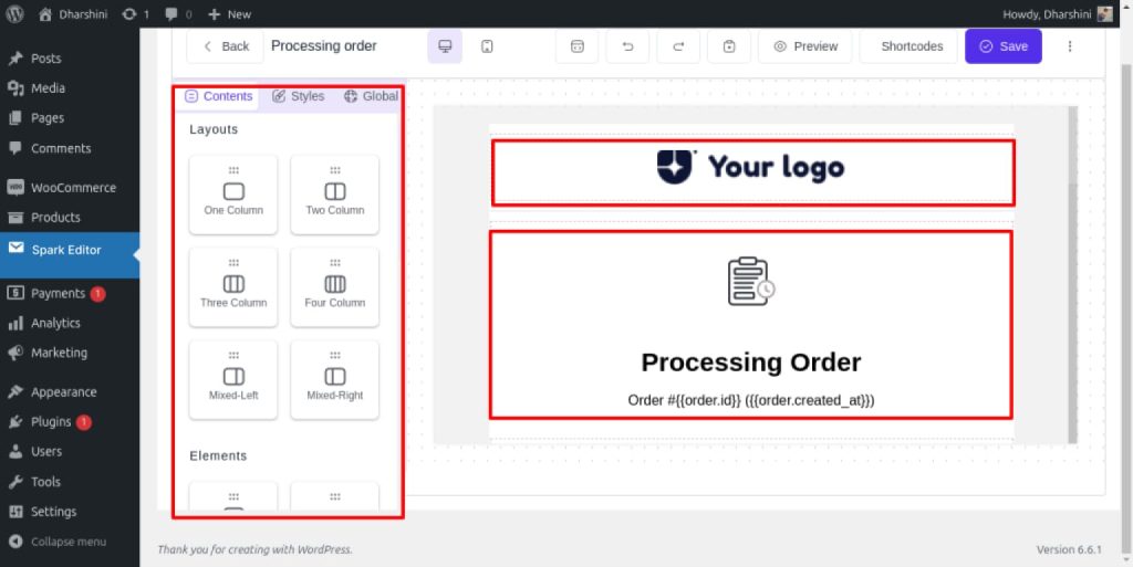 Drag-and-drop-option-to-customize-order-confirmation-email-template-for-WooCommerce