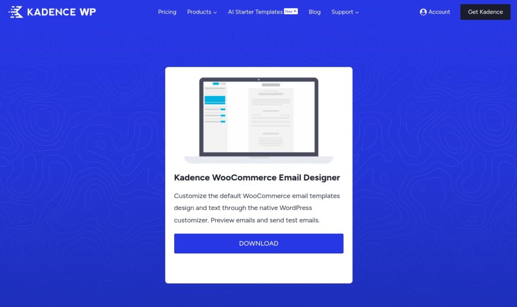 Product page of Kadenc WooCommerce Email Designer