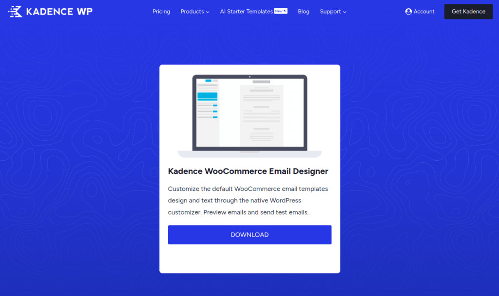 Product page of Kadence WooCommerce Email Designer