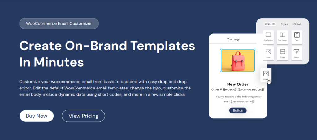 Product page of WPMail Plus, a WooCommerce Email Template Plugin