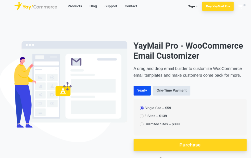 Product page of YayMail, an Email Template Plugin for WooCommerce