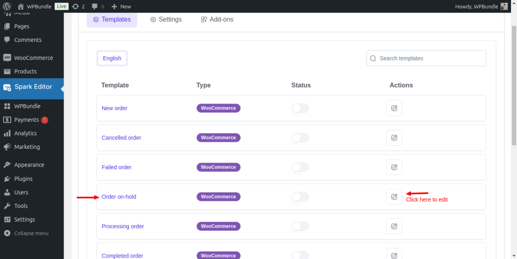 Selecting-template-in-Spark Editor