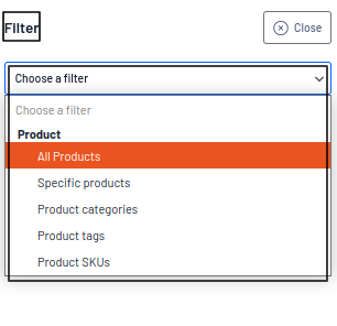 Filter type in cart-add ons for WooCommerce