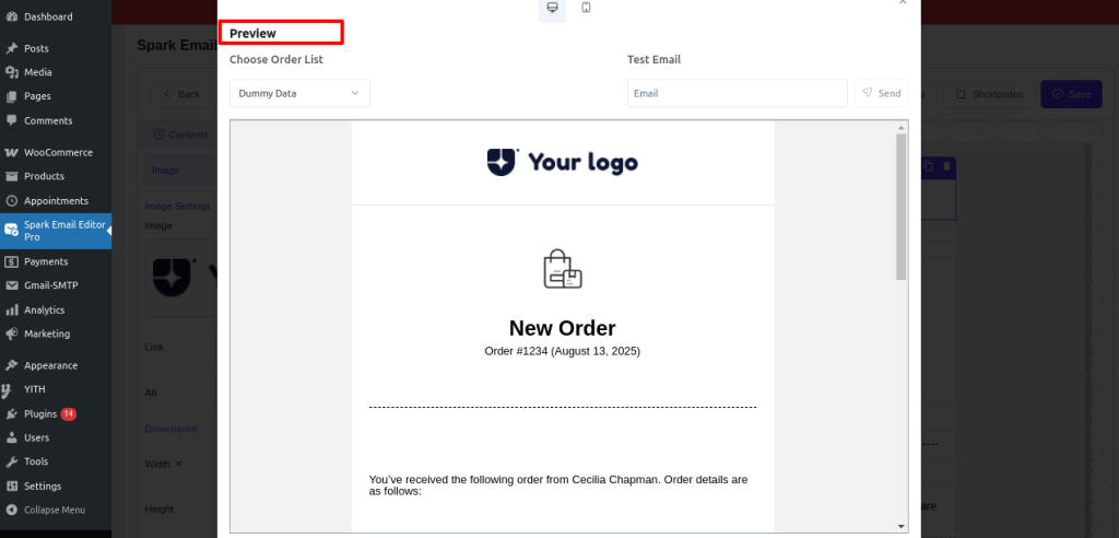 Preview of mail