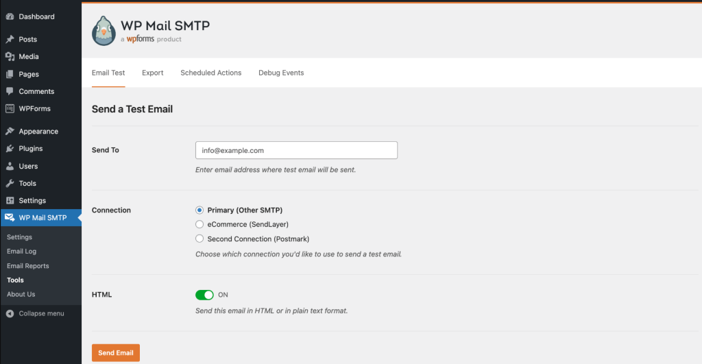 Test mail settings
