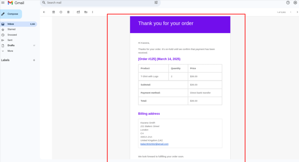 woocommerce default order process template