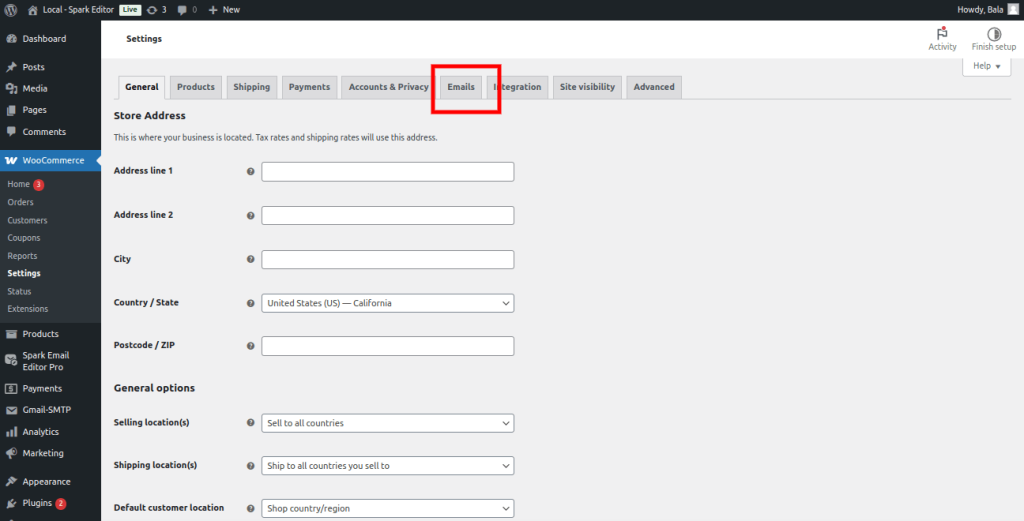 woocommerce email settings