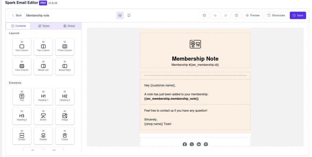 Edit the membership email
