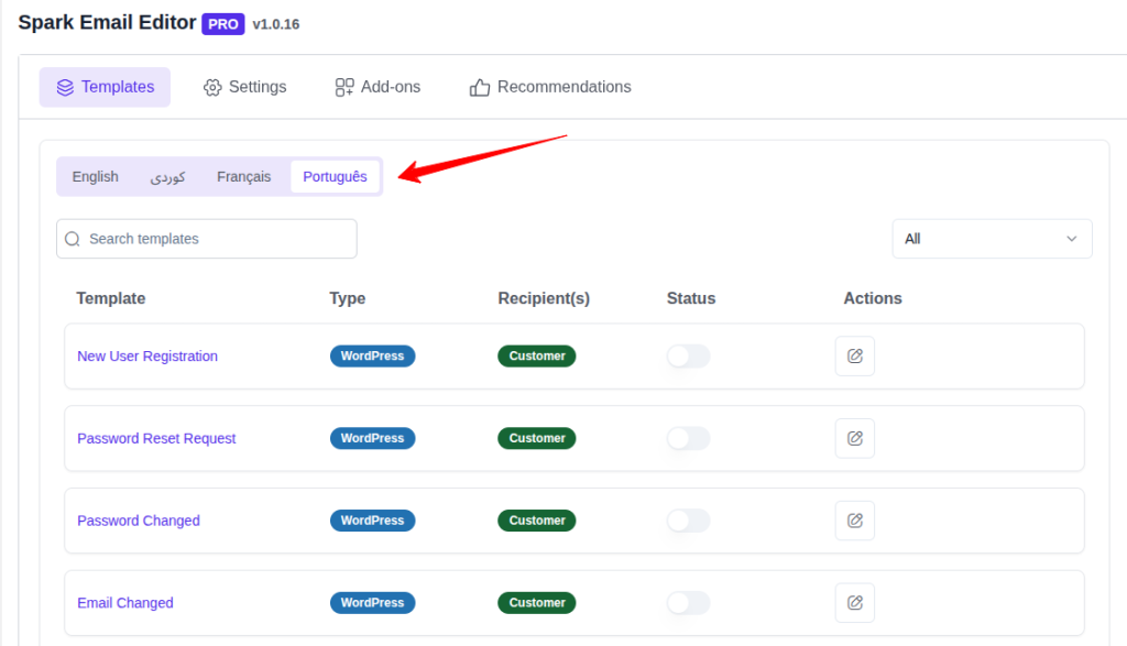 Spark Editor Multilingual Settings