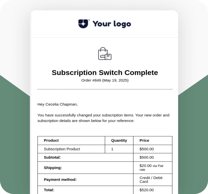 Subscription Switch Complete