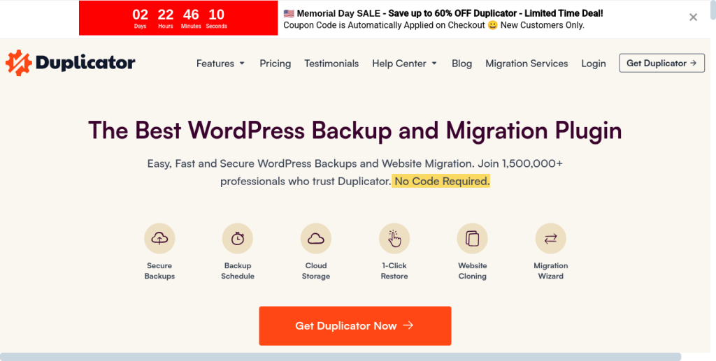 Duplicator homepage
