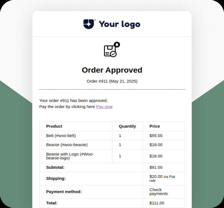 Order approved mail