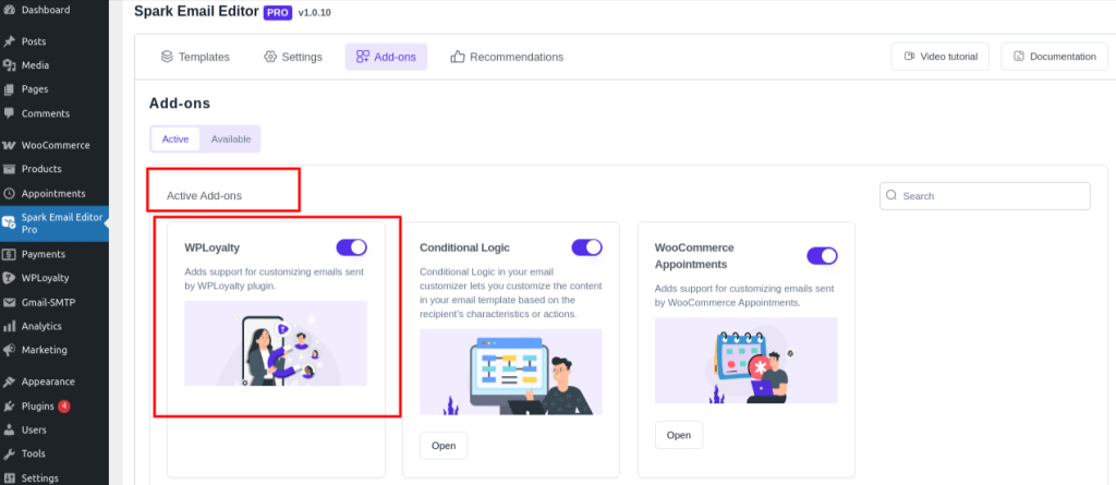 Plugin activation
