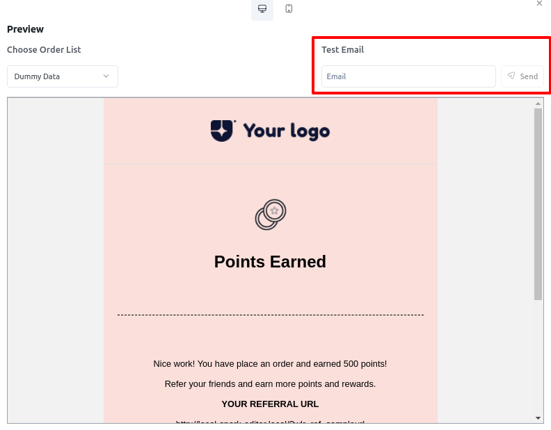 Preview and test mail options

