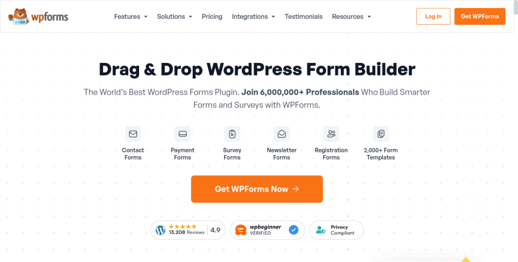 Wpforms homepage

