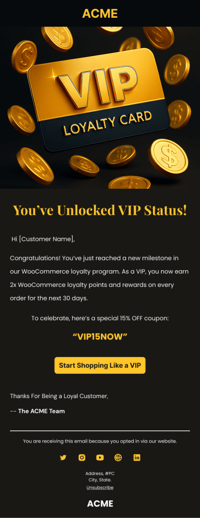 achievement email