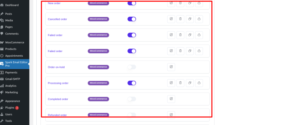email template section