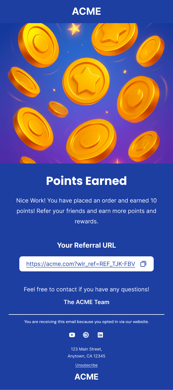 points earned mail
