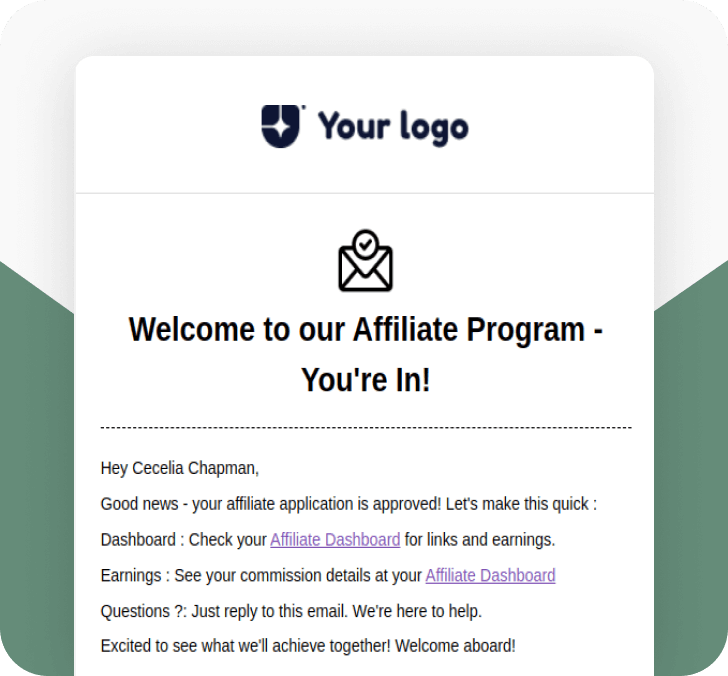 Affiliate approval email