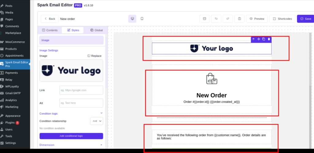 Customization of email
