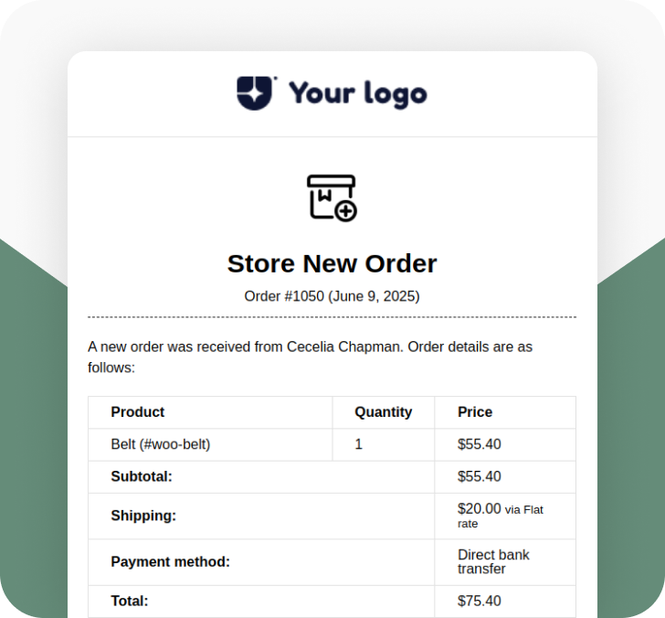 New order email