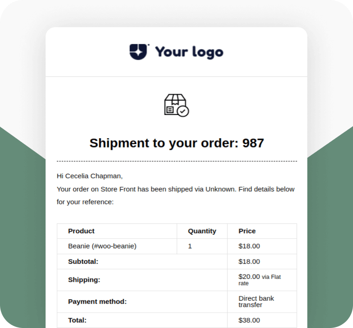 order shipped email