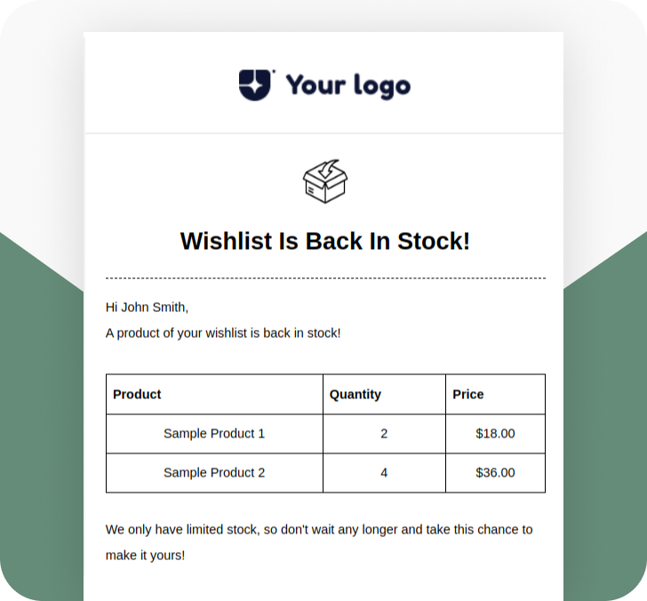 Wishlist back in stock Email