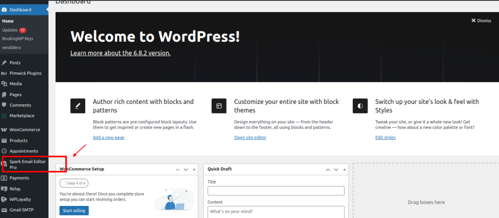 Wordpress dashboard