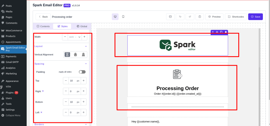 Customization of emails