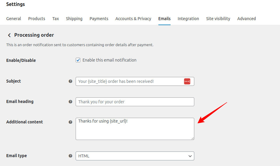 Default WooCommerce Email Editor