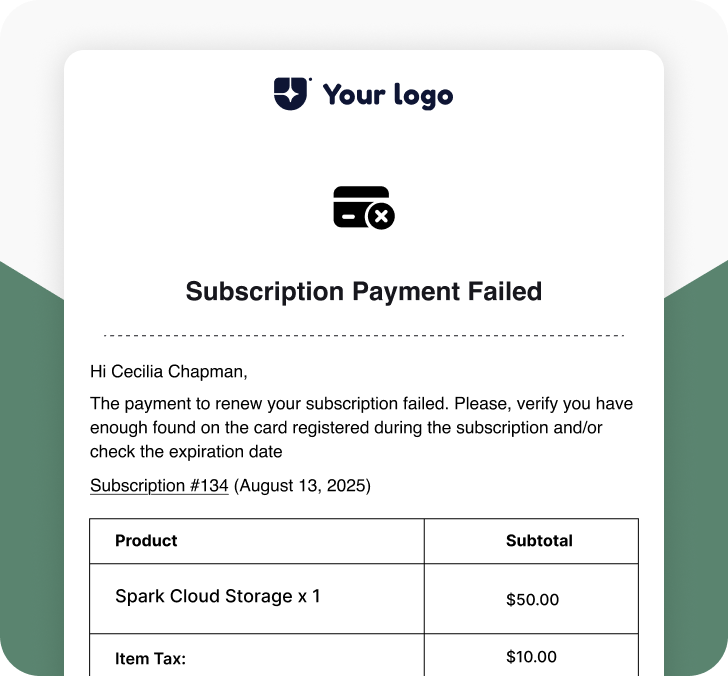 Subscription Payment Failed