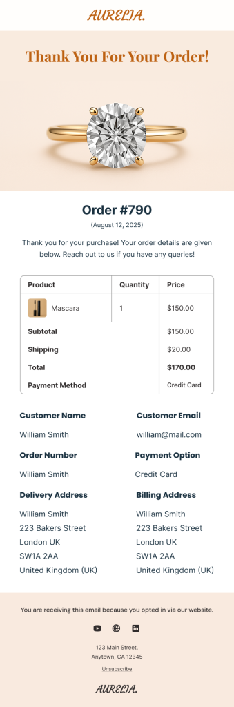 email for a customer without coupon