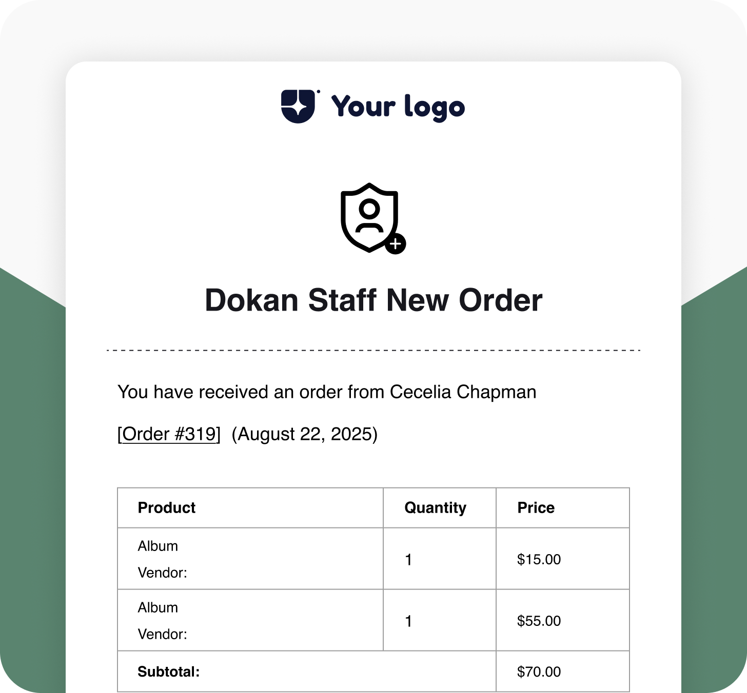 Dokan Staff New Order