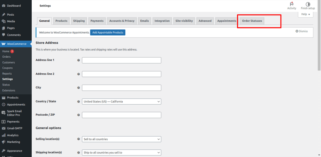 Email settings
