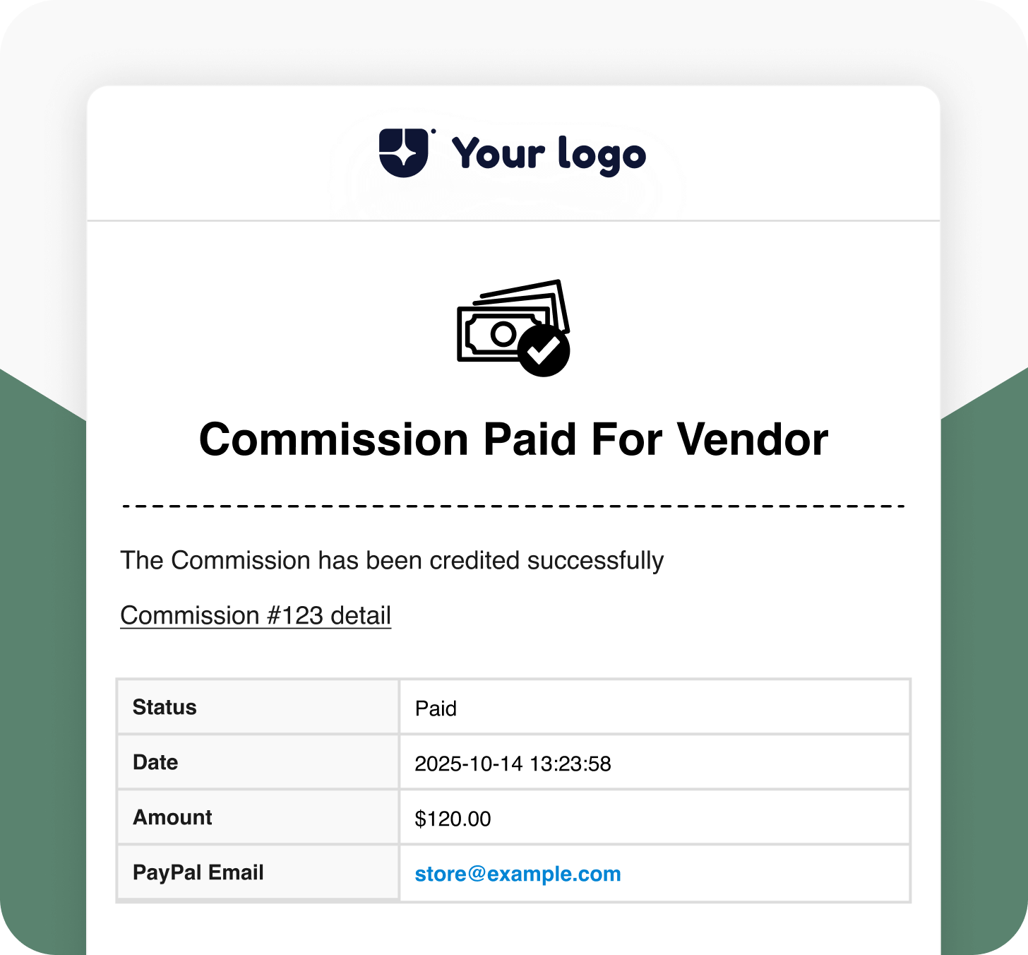 Commission Paid For Vendor