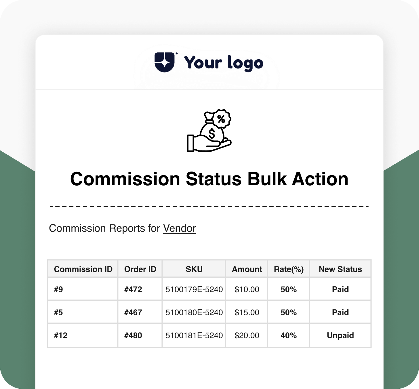 Commission Status Bulk Action