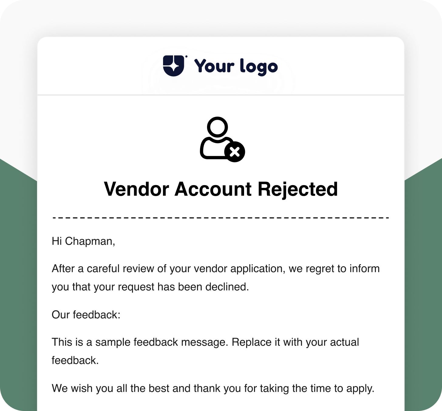 Vendor Account Rejected
